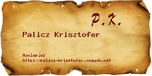 Palicz Krisztofer névjegykártya